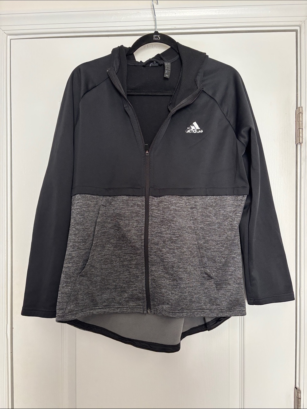 adidas Black and Gray Hooded Full-Zip Utility Jacket